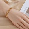 DIEYURO 316L Stainless Steel Gold Beads Thick Chain Necklace Bracelet For Women Girl New Trend Non-fading Jewelry Set
