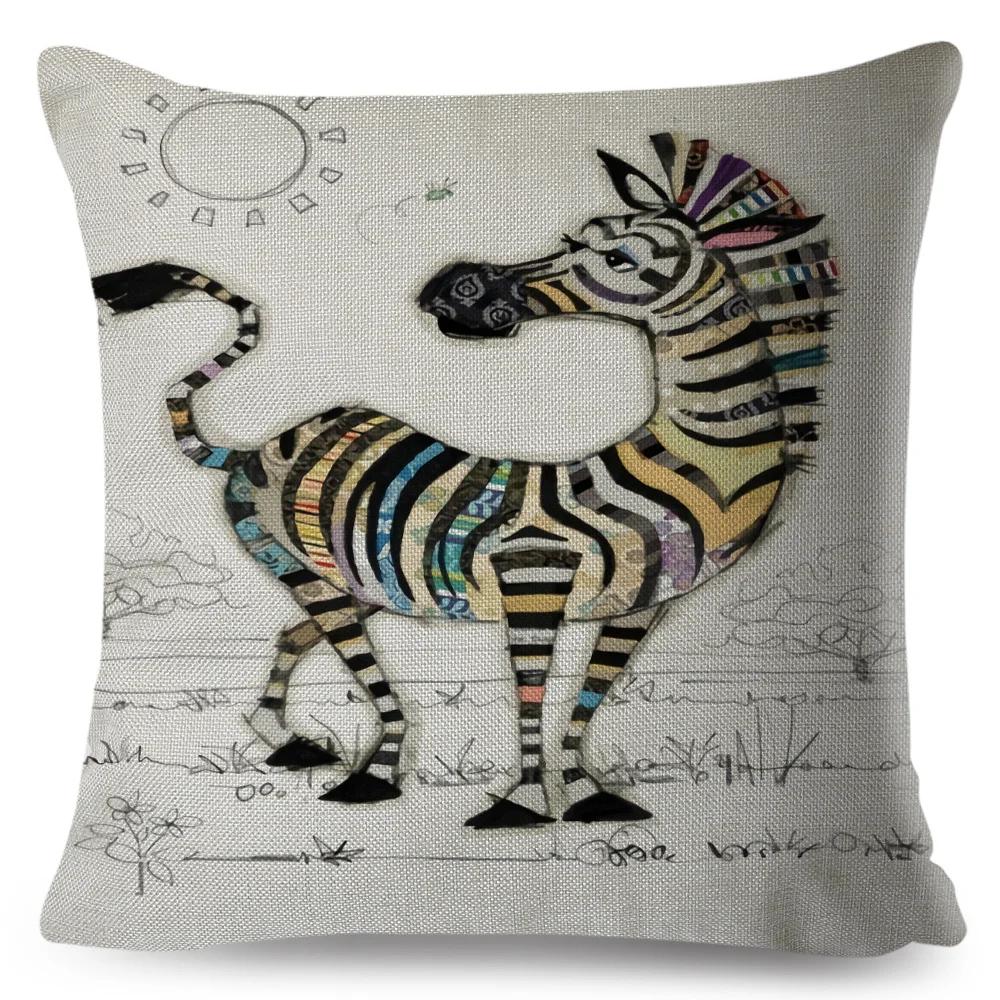 Nordic Style Cartoon Monkey Dog Cat Rabbit Cushion Cover Decor Children Drawing Animal Pillow Case for Sofa Home Car Pillowcase