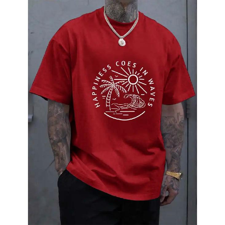 

Мужская повседневная футболка большого размера с круглым вырезом и принтом заката для мужчин XXL