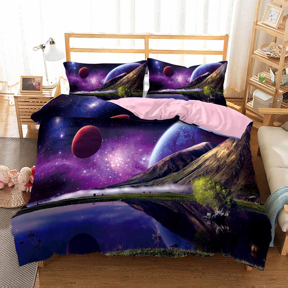 Bedclothes Galaxy Universe Bedding Duvet Cover Pillowcases For Boy Full Queen Bed Set Luxury 2/3Pcs Bedroom Bedding Sets Quality