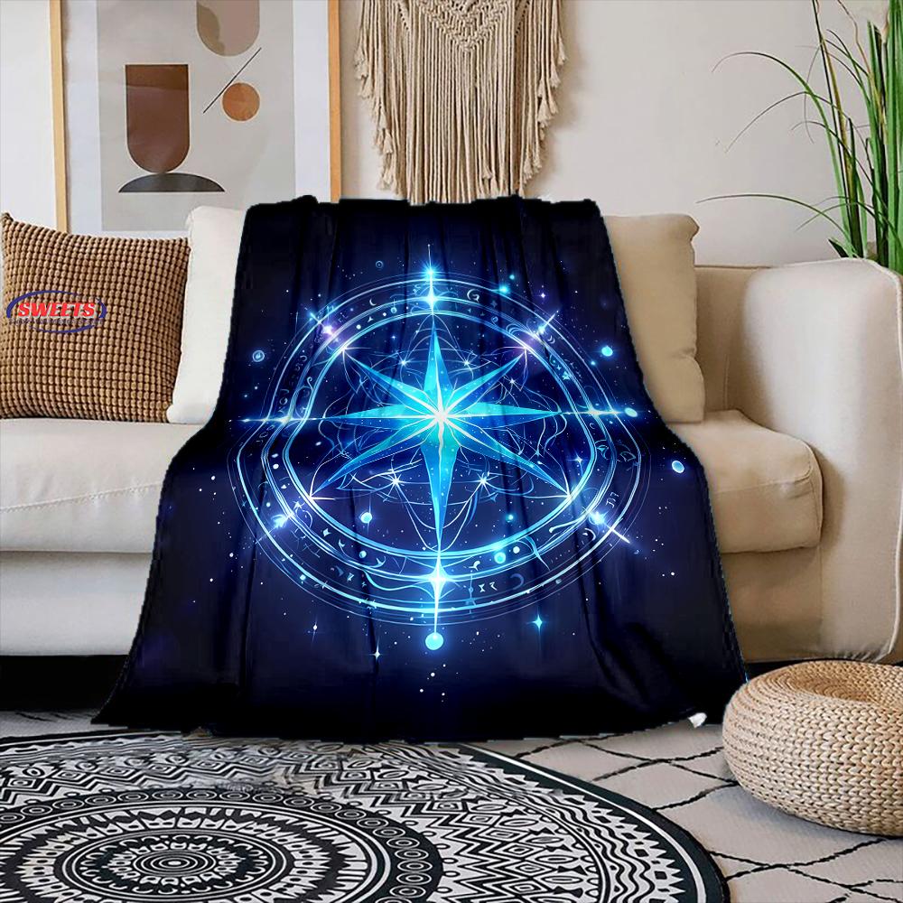 6 Size Warm and Cozy Flannel Blanket, Pentacle Symbol Goat Head Blanket, Sofa Bedroom Office Leisure Nap Cover Blanket,Nice Gift