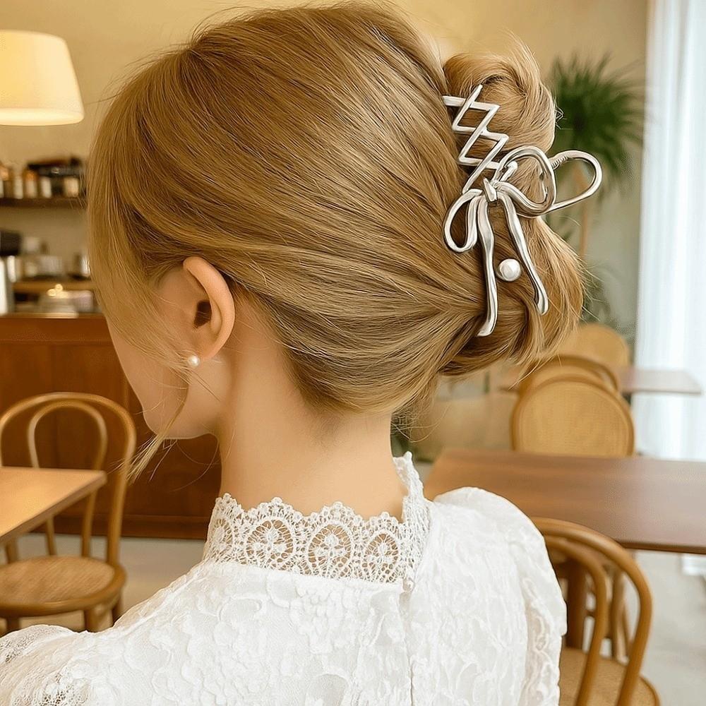 Zinc Zinc Alloy Bowknot Hair Clip Vintage Balletcore Hairpin Exquisite Ribbon Bow Hair Claw Hair Accessories