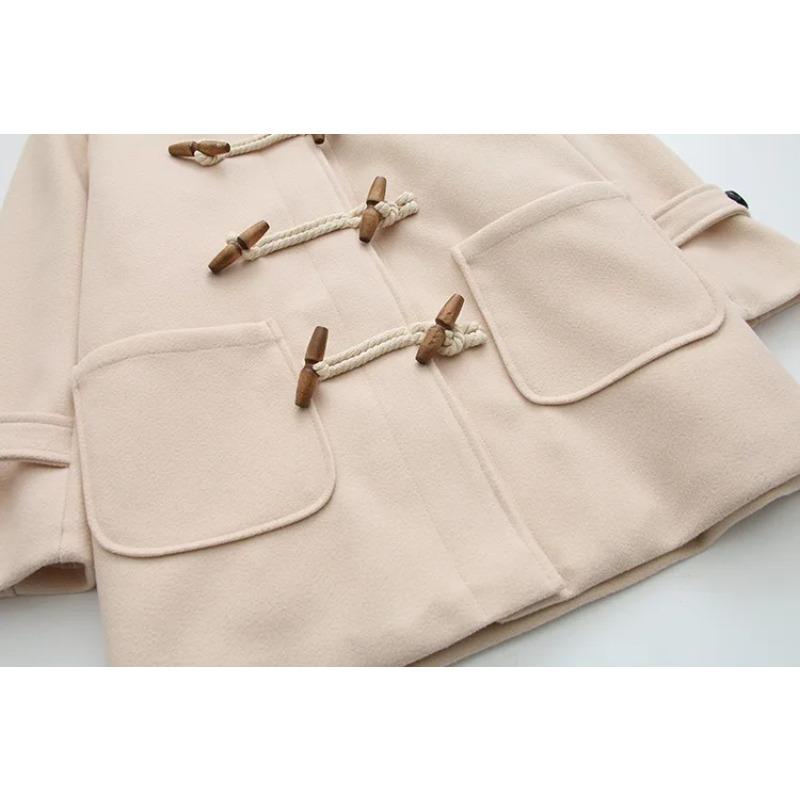 Cappotto di Lana Giubbotti da Donna Cappotti con Cappuccio Bottoni Manica Lunga Spesso Casual Y2k Streetwear Elegante Primavera Autunno Caldo
