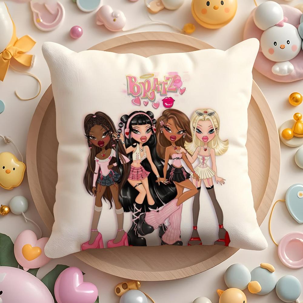 PIKPAKA Fashion BBratz MMask Gir Cushion Cover Plush Fabric Soft DoubleSided Printed Sofa Warm Winter Home Gift Pillow Cover