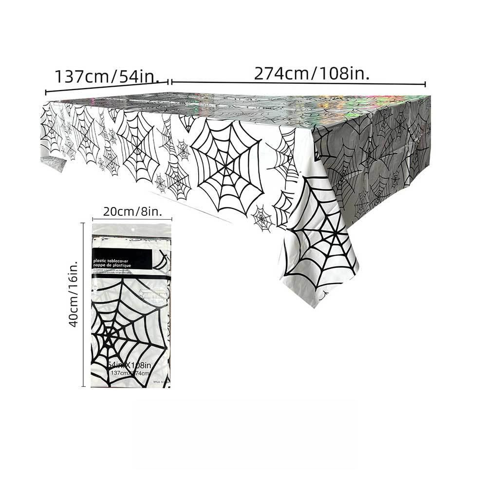 Halloween Tablecloth Orange Black Horror Ghost Table Cover Happy for Trick or Treat Theme Home Decoration