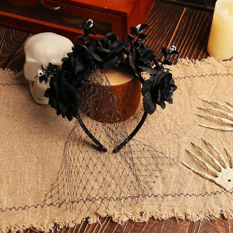 Halloween Hair Accessories Dark Style Veil Halloween Costumes Headdress Cosplay Crown Party Headband Holiday Accessories Black/Red
