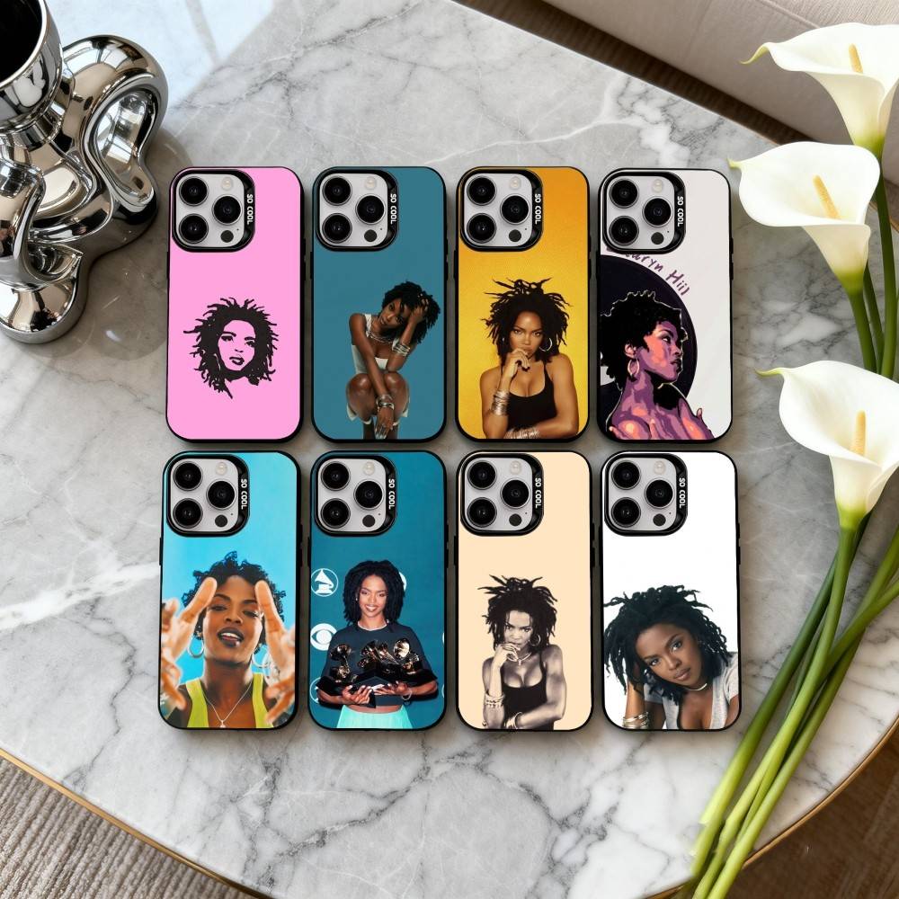 Singer L-Lauryn-N H-Hill-L Phone Case For iPhone17,16,15,14,13,12,11 Plus,Pro Max Black Candy Silver Plated Cover