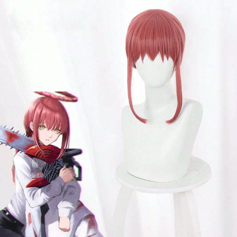 Peluca Larga Rosa Oscuro Pelucas Sintéticas de Anime para Cosplay Con Una Trenza Resistente al Calor Pelucas Sintéticas para Cosplay Fiesta de Halloween