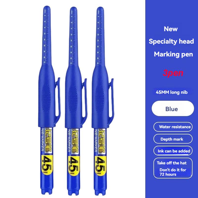 45mm Tip Waterproof Long Head Marker Pen set Quick-Dry Ink for Woodworking Construction Deep Hole Non-Toxic Black Red Blue White