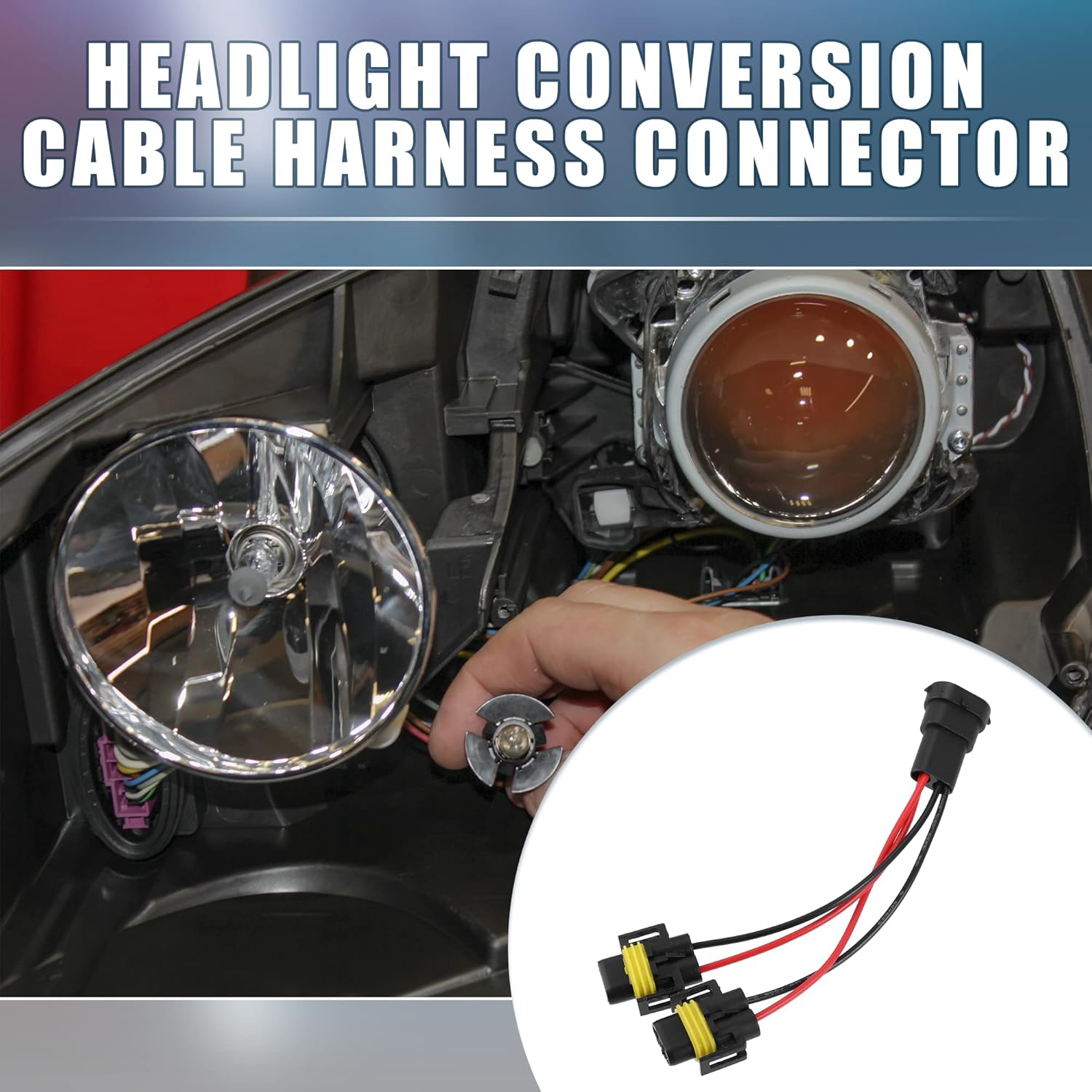 H11 H8 H9 Male Transfer Female Splitter Connector Adapter Socket Harness Cable Harness Connector Adapter (Set of 2)