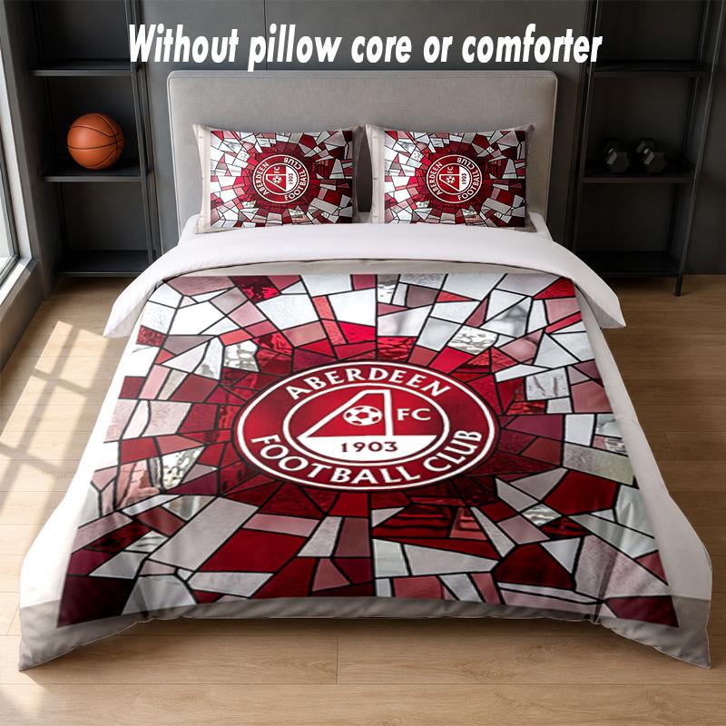 Set Biancheria da Letto Design Aberdeen FC 1 Copripiumino + 2 Federe Morbido Traspirante Biancheria da Letto per la Casa