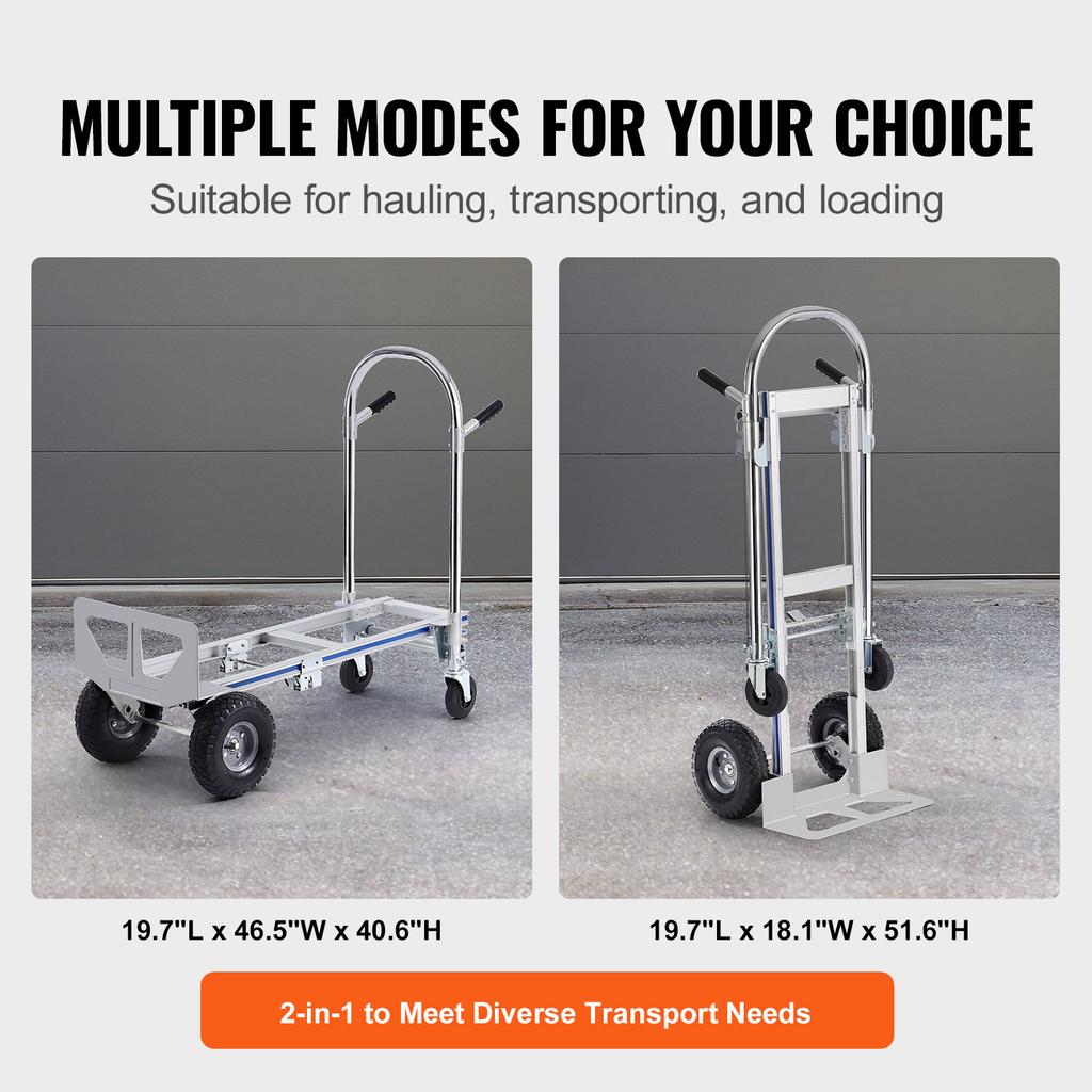 SucceBuy Folding Hand Truck Aluminum Heavy Industrial Collapsible Dolly Cart for Transport and Moving In Warehouse Supermarket