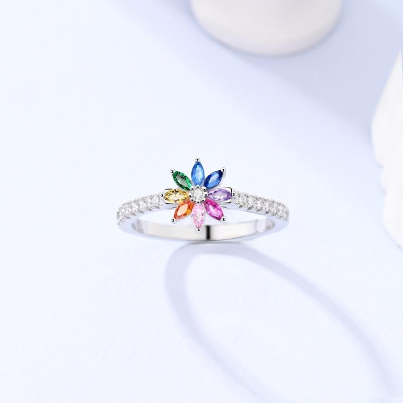 Hot Original 925 Sterling Silver Rings Size 6 7 8 9 for Women Man Sparkling Starry Celtic Knot Rainbow Flower Rings Fine Jewelry