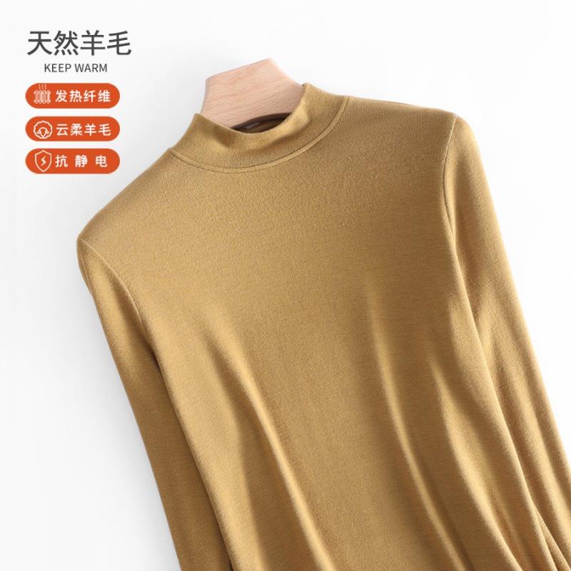 

Женская базовая футболка из шерсти тенсел, полуводолазка, шерстяной свитер с длинным рукавом, для ношения снаружи, с тонким свитером внутри XXXL