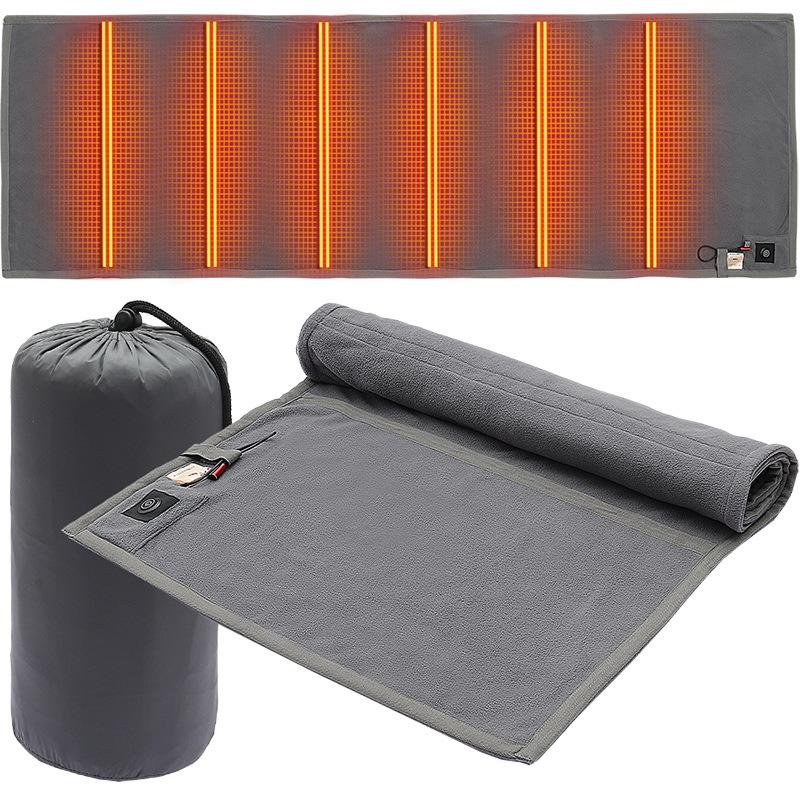 USB Electric Heated Outdoor Blanket: Non-slip, Foldable, Warm Sleeping Bag Pad for Camping and Car.