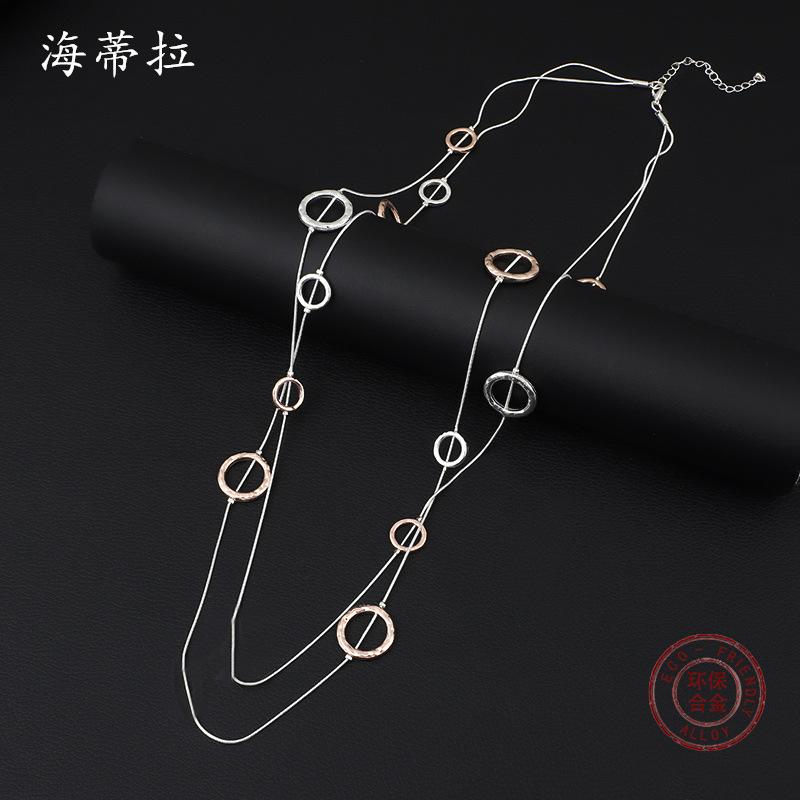 

Irregular hollow round alloy sweater chain, versatile high-end women s long necklace