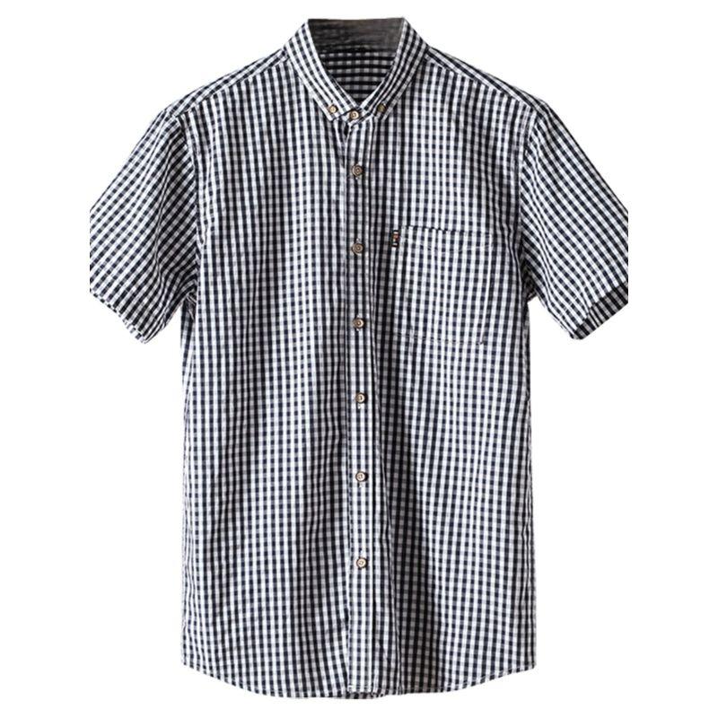 Trendy Cotton Short Sleeve Export Casual Plaid Shirt