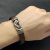 Newest Retro Braided Leather Bracelet Men Jewelry Trendy Stainless Steel 8 Magnetic Clasp Bangles Wristband