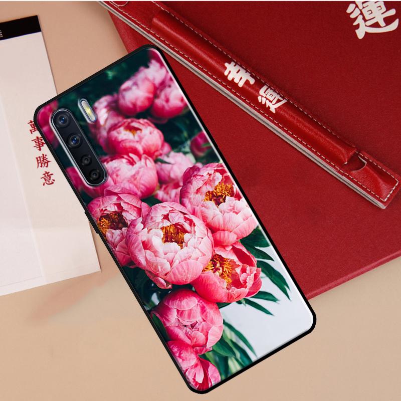 Elegant Pink Purple Peony Flower Case For Oppo A94 A18 A74 A57 A17 A77 A38 A58 A78 A98 A54 A80 A60 A40 A96 A76 A16 A15 A5 Pro