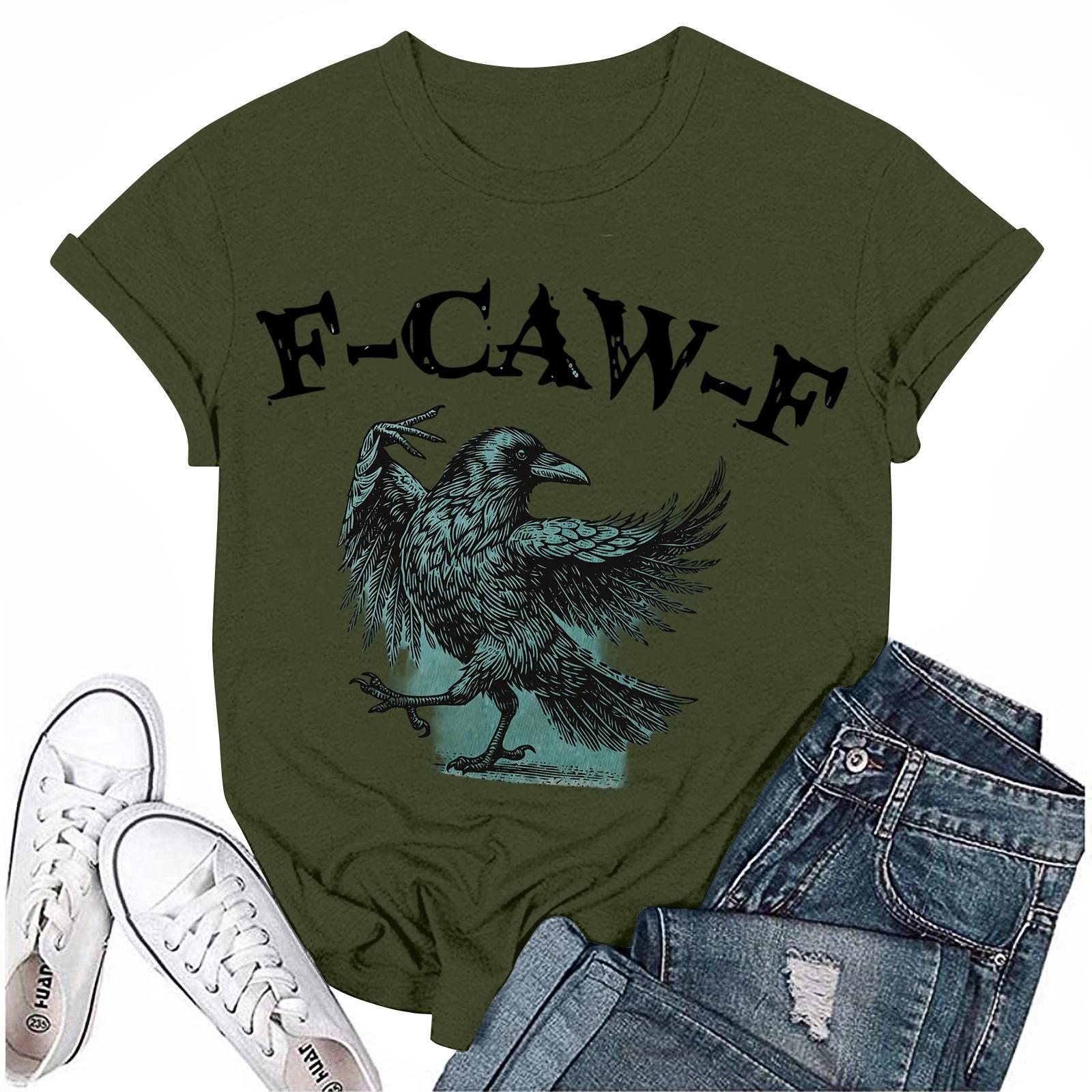 

Женский топ с круглым вырезом и короткими рукавами с 2D-принтом L армия зеленый