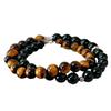 Vintage Maillard Style Natural Tiger'S Eye Stone Black Agate Contrasting Color Atmosphere Necklace Collarbone Chain