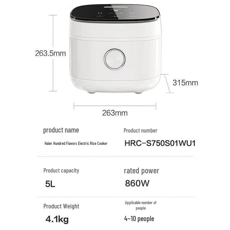 Haier Smart 5L Multi-Function Electric Cooker CN plug (adapter included)