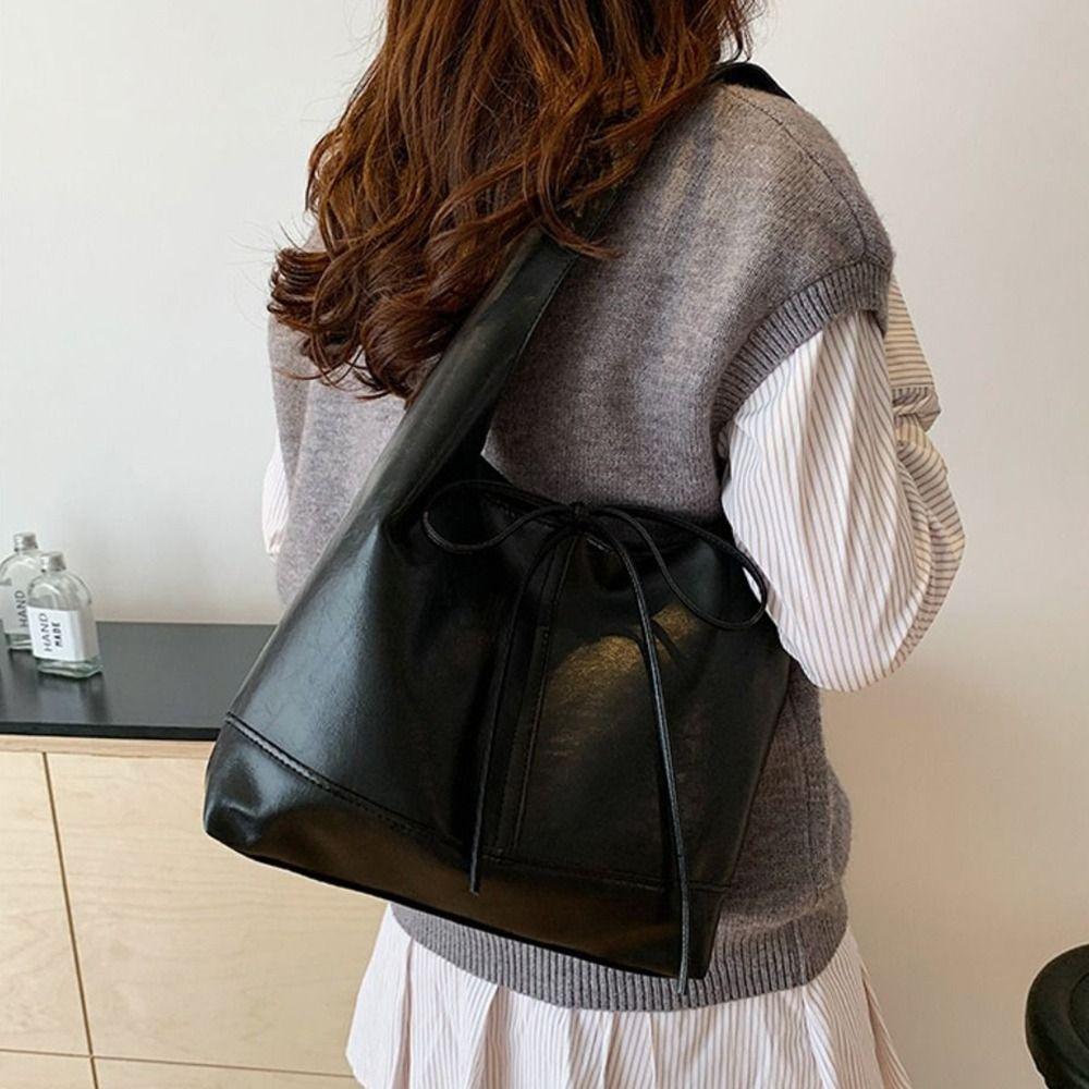 New Deisgn Y2k Shoulder Bag Large Capacity Leather Tote Bag Fashion Bow Underarm Bags  Handbag