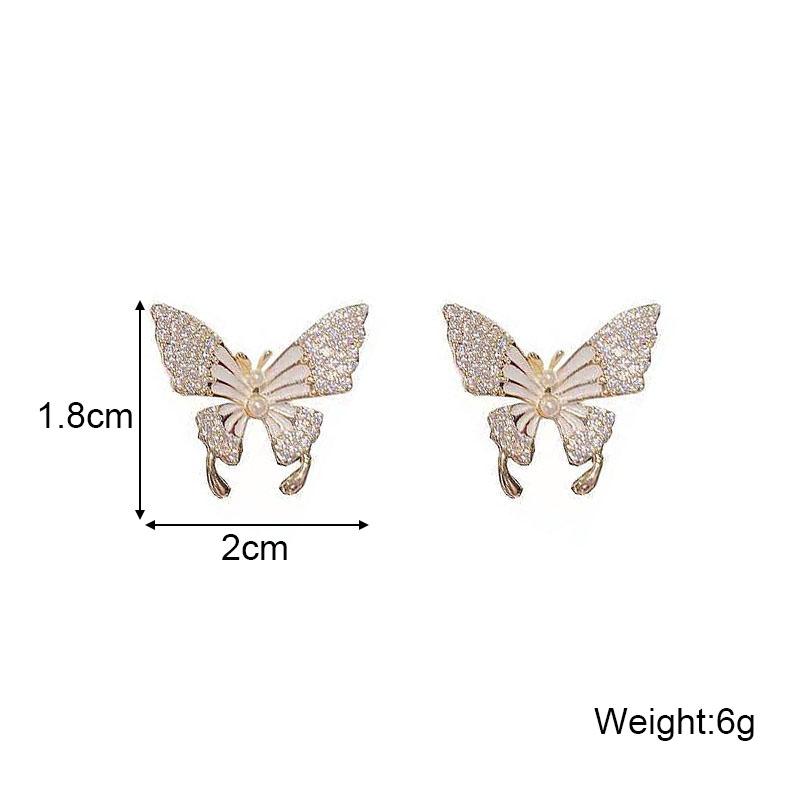 Unique Butterfly White Black Color Stud Earrings for Women Hiphop Geometry Metal Ear Party Jewelry