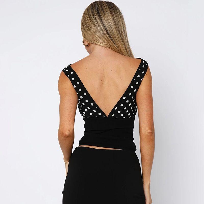 Fashion Style New Fashion Sexy Sexy Silm Slim Looking Polka Dot Sleeveless Vest Tops Sexy Tank Top