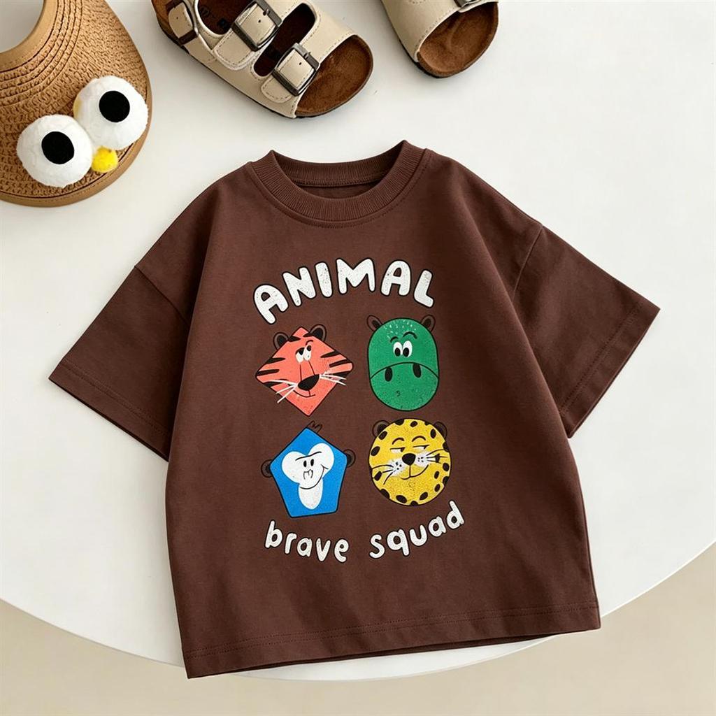 Lovely TShirt Children New Fashion Casual Clothes Printed Short-sleeved Tops Thin Round Neck Base Shirt For Baby Boys Girls