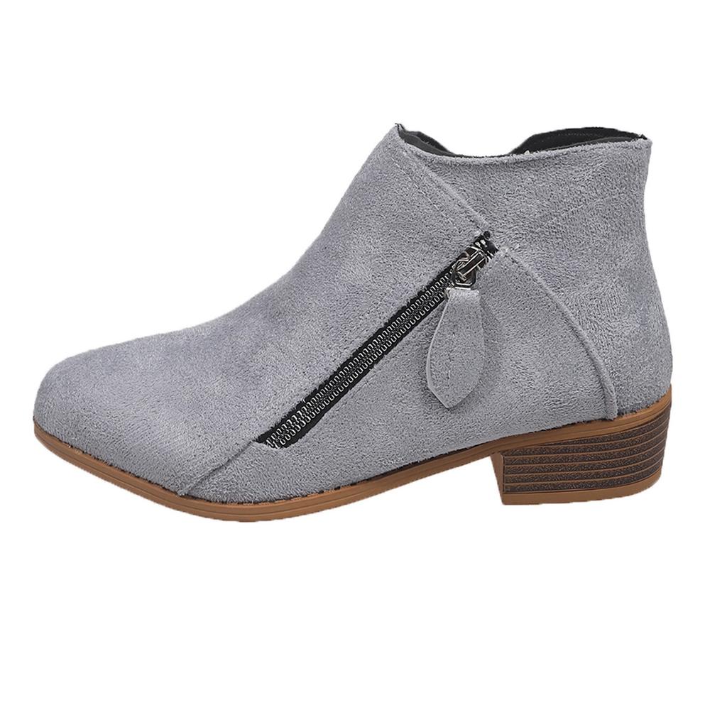 Women's Fall/Winter New Pointed Block Heel Side Zip Large Size Doc Martens