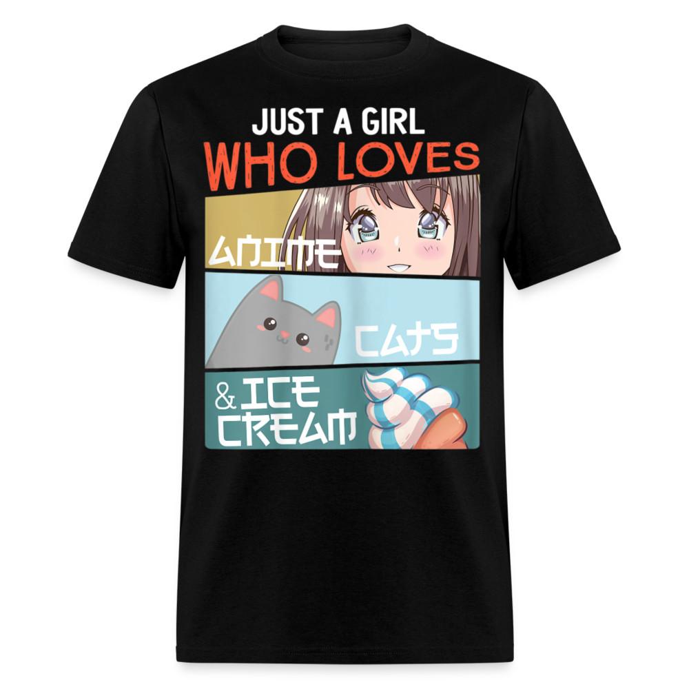 Just A Girl Who Loves Anime Cats and Ice Cream Cute Shirt Gifts for Fans T-Shirt