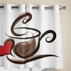 Coffee Illustration Window Curtains For Living Room Luxury Bedroom Decor Drapes Kitchen Window Treatments Curtains