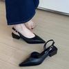 Fashion 2025 New Women's Sandals Pointed Toe Square Heel Cover Toe Shoes Women Leisure Career Summer Elegant Shoes
