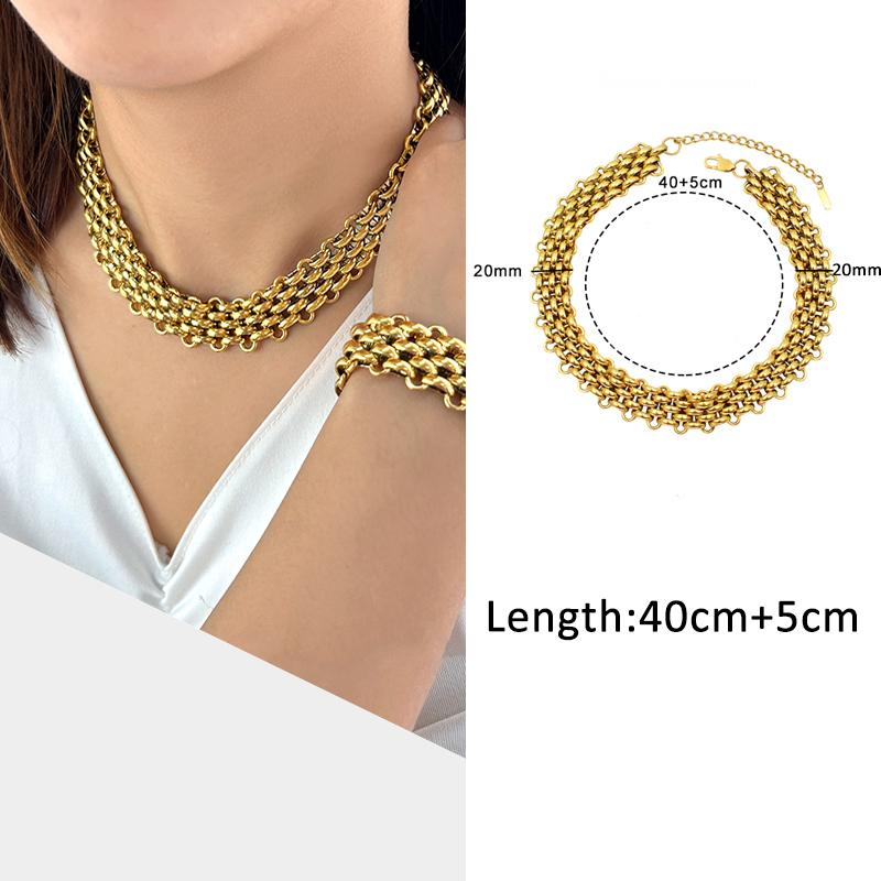 USENSET Men's Stainless Steel Chains Necklace Gold Color Handmade 18k Gold Plated Chains Individuality Zircon Gifts
