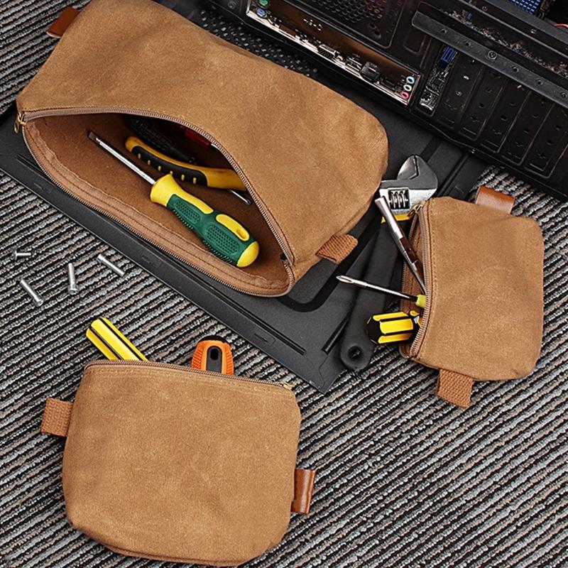 3 Piece Multipurpose Canvas Tool Bag Heavy Duty Zipper Pouch Tool Organizers Set for Hardware Storage and Organization
