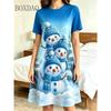 Summer Ladies Santa 3D Printed Short Sleeve Dress