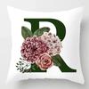 Grüner Buchstaben Floral Kissen Druck Kissenbezug Zuhause Schlafzimmer Zimmer Dekoration Wohnzimmer Sofa Kissenbezug 45x45cm