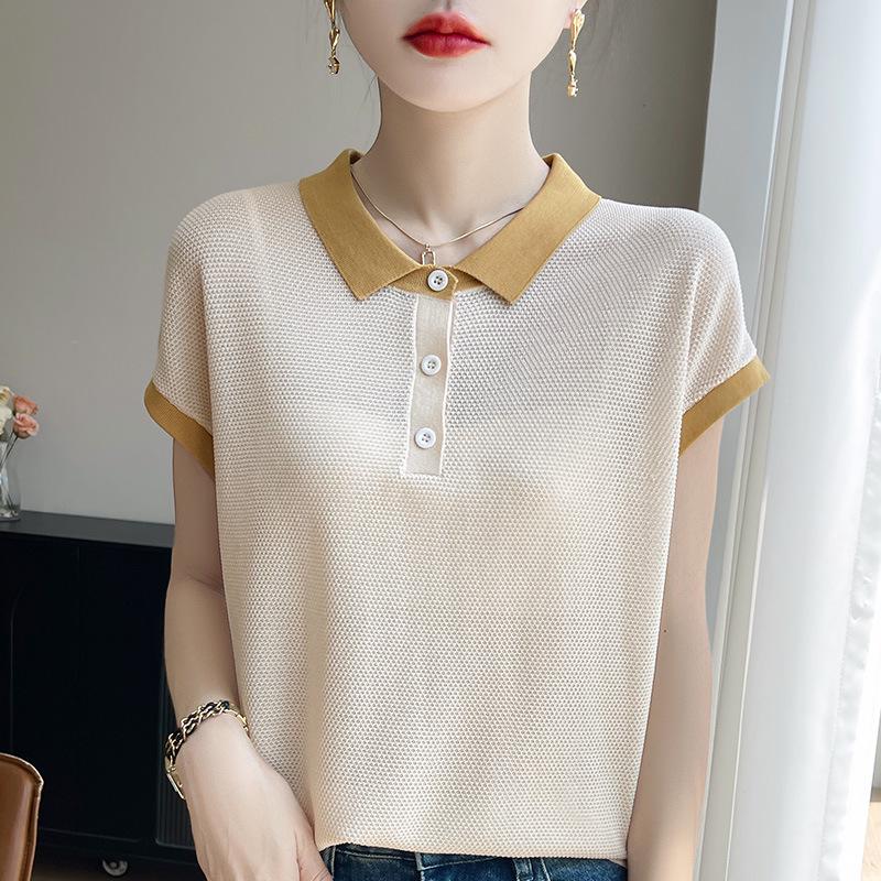 Women's Color Block Lyocell Tencel Knit Polo - Plus Size, Short Sleeve, Summer 2025 Collection