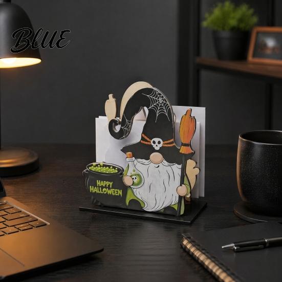 Halloween Napkin Holder Wooden Holder Ghost Pumpkin Decorative Tabletop Tissue Dispenser Desktop Paper Storage Organizer for Holiday Dinner