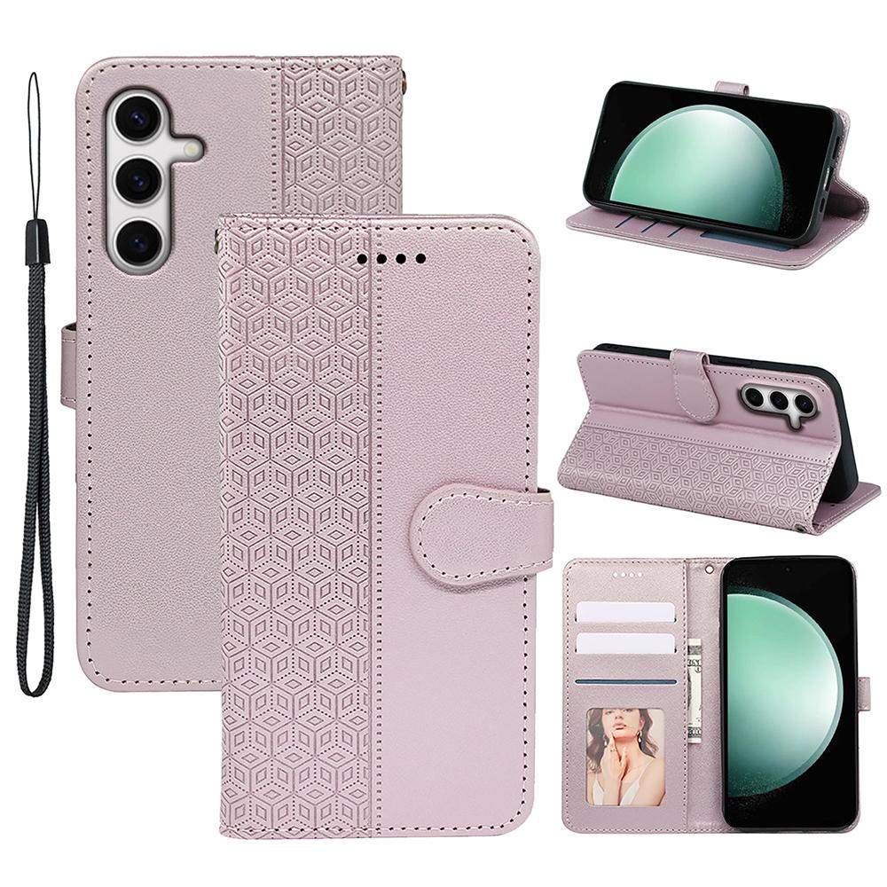 

Чохол для Samsung Galaxy S24 FE Захист від подряпин Сплайсинг Тиснений ромбовидний шкіряний чохол для телефону Rose Gold