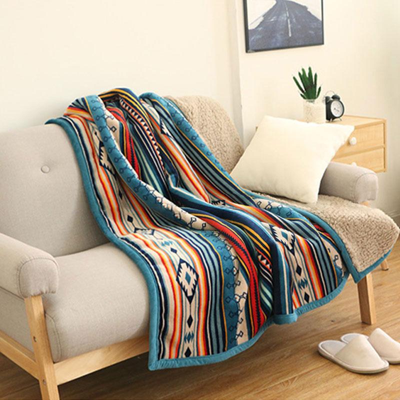 Luxury Bed Blanket Boho Throw Blanket Winter Thick Coral Fleece Sofa Blanket Bed Plaid Bedspread On The Bed Home Decor