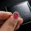 Jewelry Simulation 6X8 Natural Ruby and Sapphire Ring Plated 18K Rose Gold with Emerald Ring