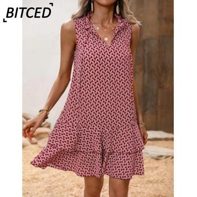 Women's Fashion Summer Spring Sleeveless V-Neck Casual Dresses