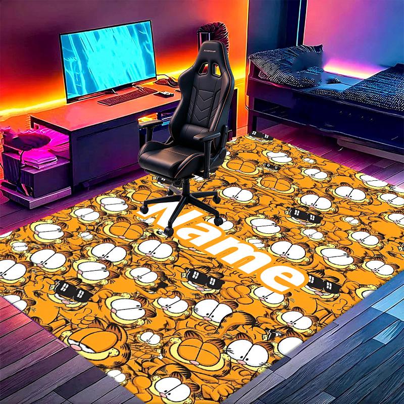 Custom Name Personalized Garfield Print Carpet, Versatile Home Decor Rug, for Playroom, Apartment, Balcony, Entryway, Hallway Gift