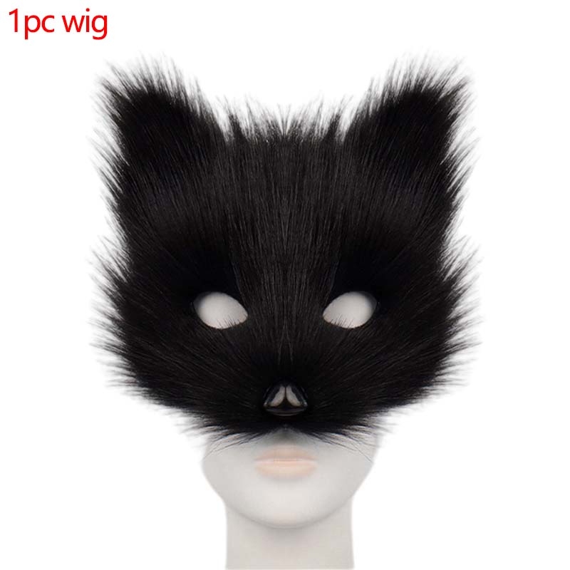 Halloween Half Face Plush Mask Artificial Fox Mask Supplies Horror Cosplay Props Carnival Cos Unisex Colorful Fox Mask For Gifts