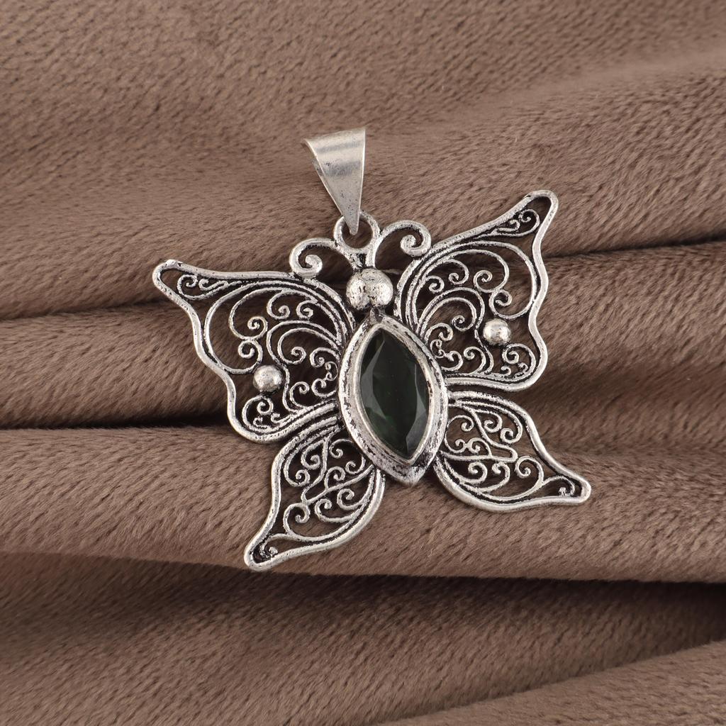 Green Tourmaline Gemstone 925 Sterling Silver Partywear Pendant 1.5" Women Jewelry For Wedding Gift CP-41-14