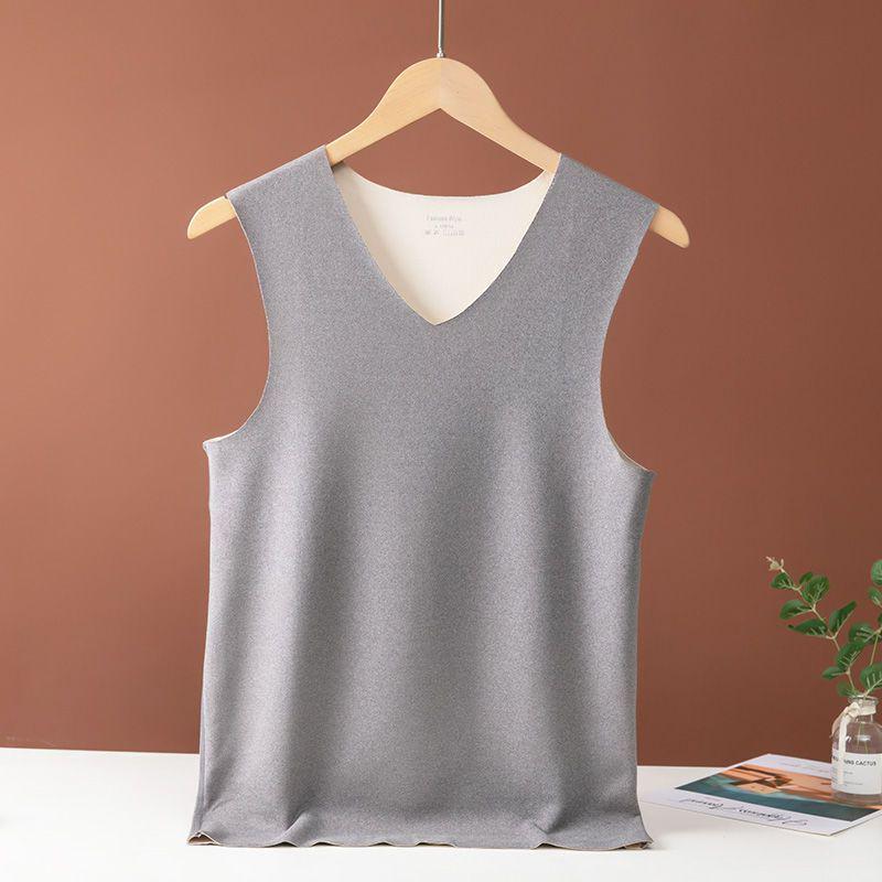 Męski bezszwowy dwustronny aksamitny ciepły bezrękawnik z drapanym spodem.