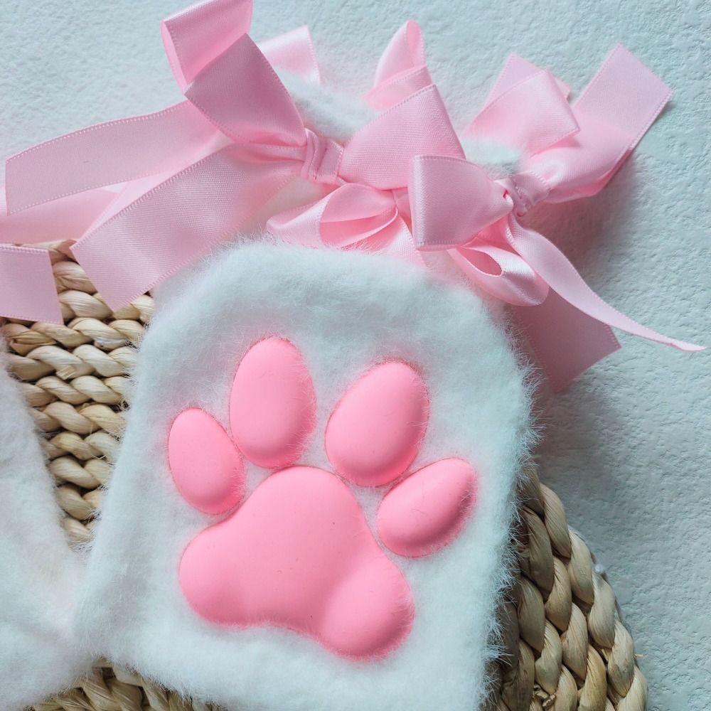 Paw Pads Cat Paw Plush Socks Kitten Claw Bowknot Warm Socks Harajuku 3D Cat Paw Socks  Indoor