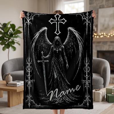 Dark Gothic Custom Flannel Blankets Soft Warm Cozy Throws for Home Decor Holiday Gifts